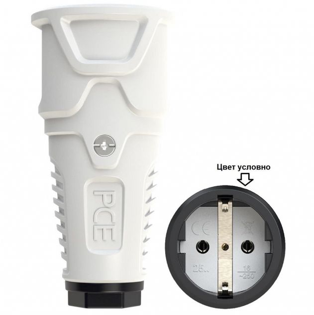 Кабельная розетка 16A 220V 2P+E IP20 PCE 2510-gs