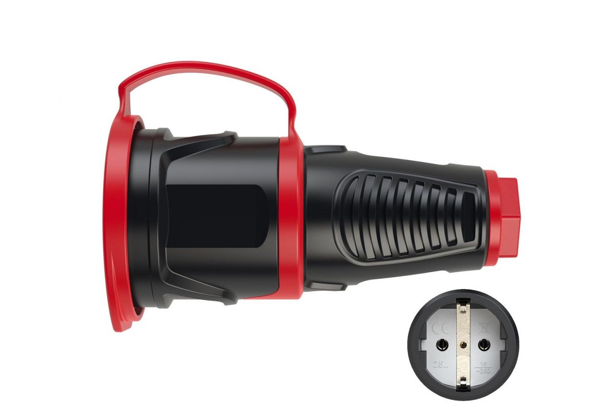 Кабельная розетка 16A 220V 2P+E IP54 с крышкой PCE 2511-sr