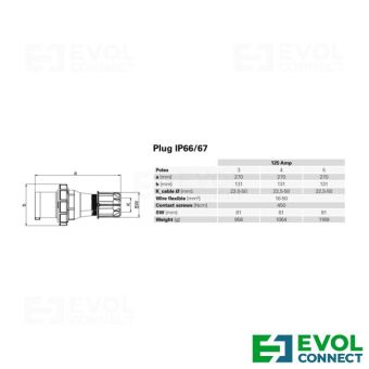 Силовые вилки 125А EVOL GROUP
